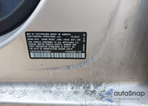 2014 Volkswagen Passat 1.8T Sel Premium from USA, damaged, VIN 1VWCS7A31EC056640